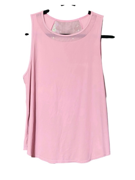 HALARA Tops - Halara Contrast Mesh Curved Hem Running Pink Tank Top size Small